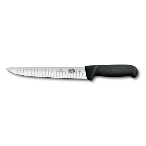 Univerzalni kuhinjski in vbodni nož Victorinox Fibrox, žlebasto rezilo, črn