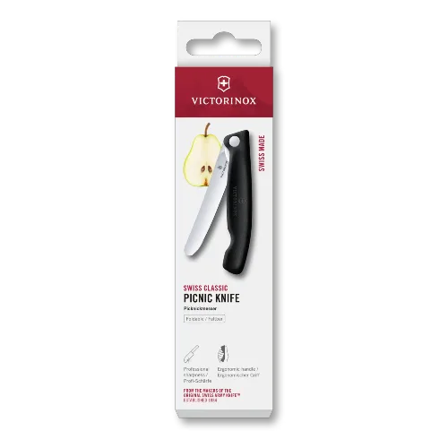 Piknik nož za rezanje klobas, paradižnika Victorinox, nazobčan, 11 cm, črn - slika 2